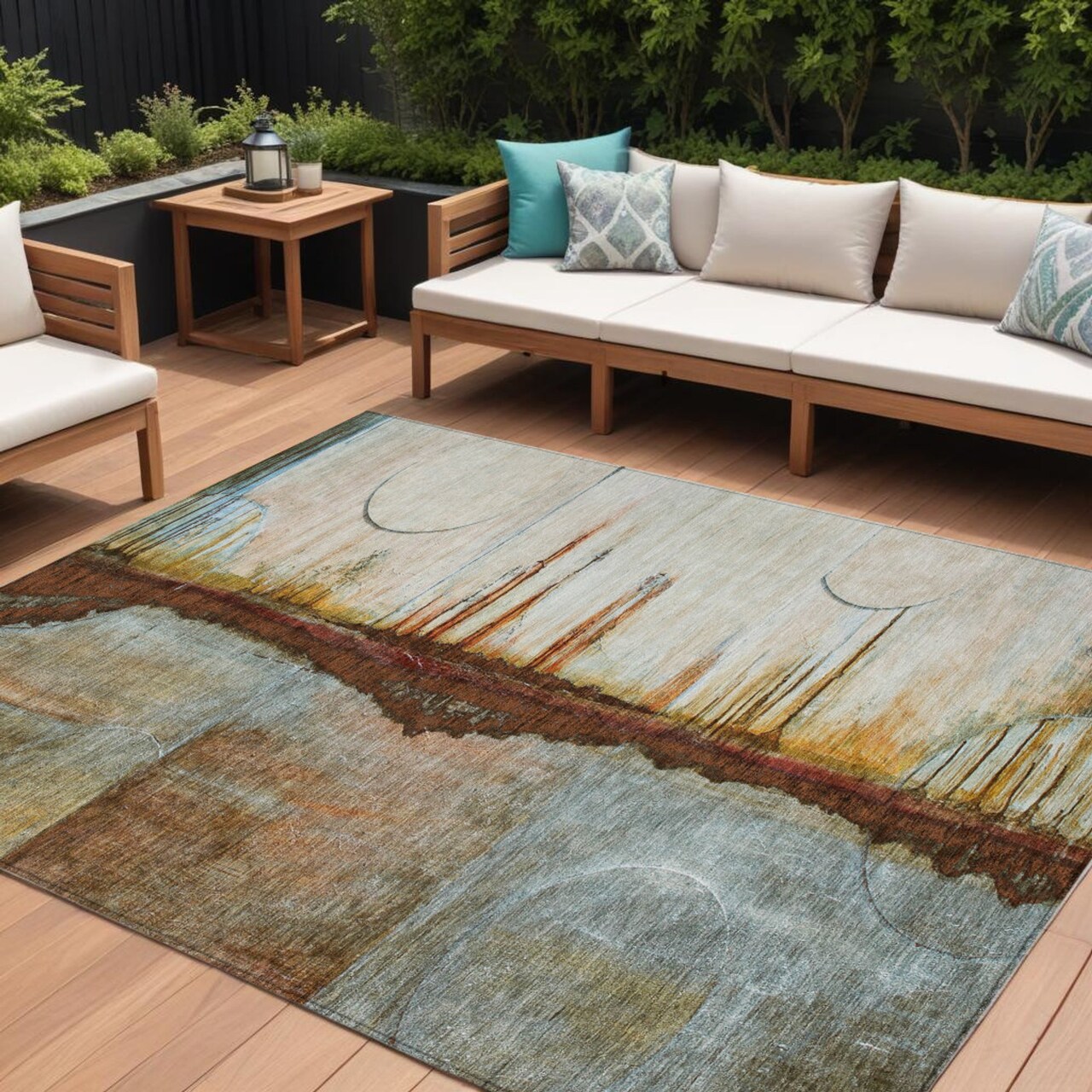 Edge Collections - 8' x 10' - Brown - Abstract Area Rug Durable Washable for Indoor and Outdoor Use - 1 Piece